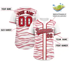 White Red Zebra Stripes Graffiti Authentic Baseball Jersey 2