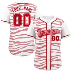 White Red Zebra Stripes Graffiti Authentic Baseball Jersey 1