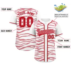 White Red Zebra Stripes Graffiti Authentic Baseball Jersey 2