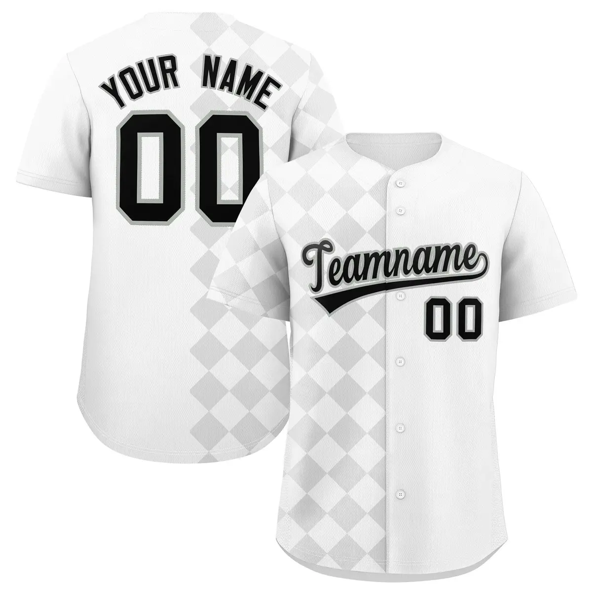 White Rhombus Design Authentic Baseball Jersey