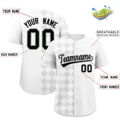 White Rhombus Design Authentic Baseball Jersey 2