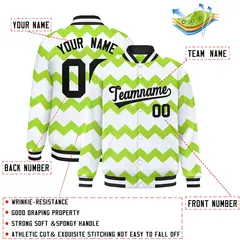 White Ripple Color Block Full-Snap Varsity Letterman Jacket 2