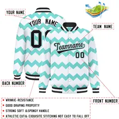 White Ripple Color Block Full-Snap Varsity Letterman Jacket 2