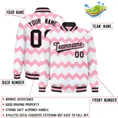 White Ripple Color Block Full-Snap Varsity Letterman Jacket 2