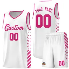 White Rose Red Diamond Stripe Side Basketball Jersey 1