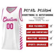 White Rose Red Diamond Stripe Side Basketball Jersey 2