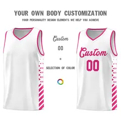 White Rose Red Diamond Stripe Side Basketball Jersey 3