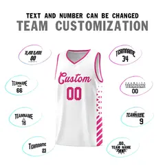 White Rose Red Diamond Stripe Side Basketball Jersey 4