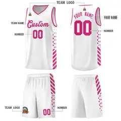 White Rose Red Diamond Stripe Side Basketball Jersey 5