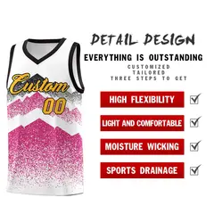 White Rose Red Mountain Fade Gradient Basketball Jersey 2