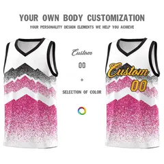 White Rose Red Mountain Fade Gradient Basketball Jersey 3