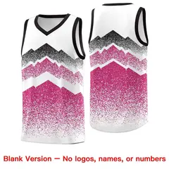 White Rose Red Mountain Fade Gradient Basketball Jersey 6
