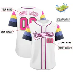 White Rose Red Navy Flag Lace Sleeve Baseball Jersey 2