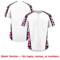 White Rose Red Side Camo Baseball Jersey 7