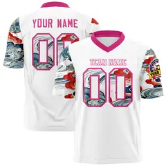 White Rose Red Sleeve Ukiyo-e Auspicious Clouds Graffiti Football Jersey