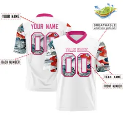 White Rose Red Sleeve Ukiyo-e Auspicious Clouds Graffiti Football Jersey 2