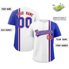 White Roya-Red Color Block Authentic Baseball Jersey 2
