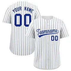 White Royal and Black Bi-Color Stripes Baseball Jersey 1