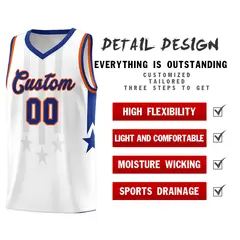White Royal and Orange Gradient Star Graffiti Basketball Jersey 2