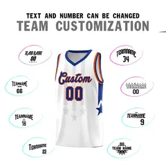 White Royal and Orange Gradient Star Graffiti Basketball Jersey 4