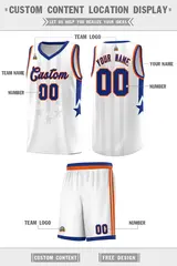 White Royal and Orange Gradient Star Graffiti Basketball Jersey 5