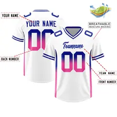 White Royal and Pink Gradient Sides Fashion Football Jersey 2
