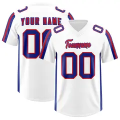 White Royal and Red Side Stripe Pattern Football Jersey 1