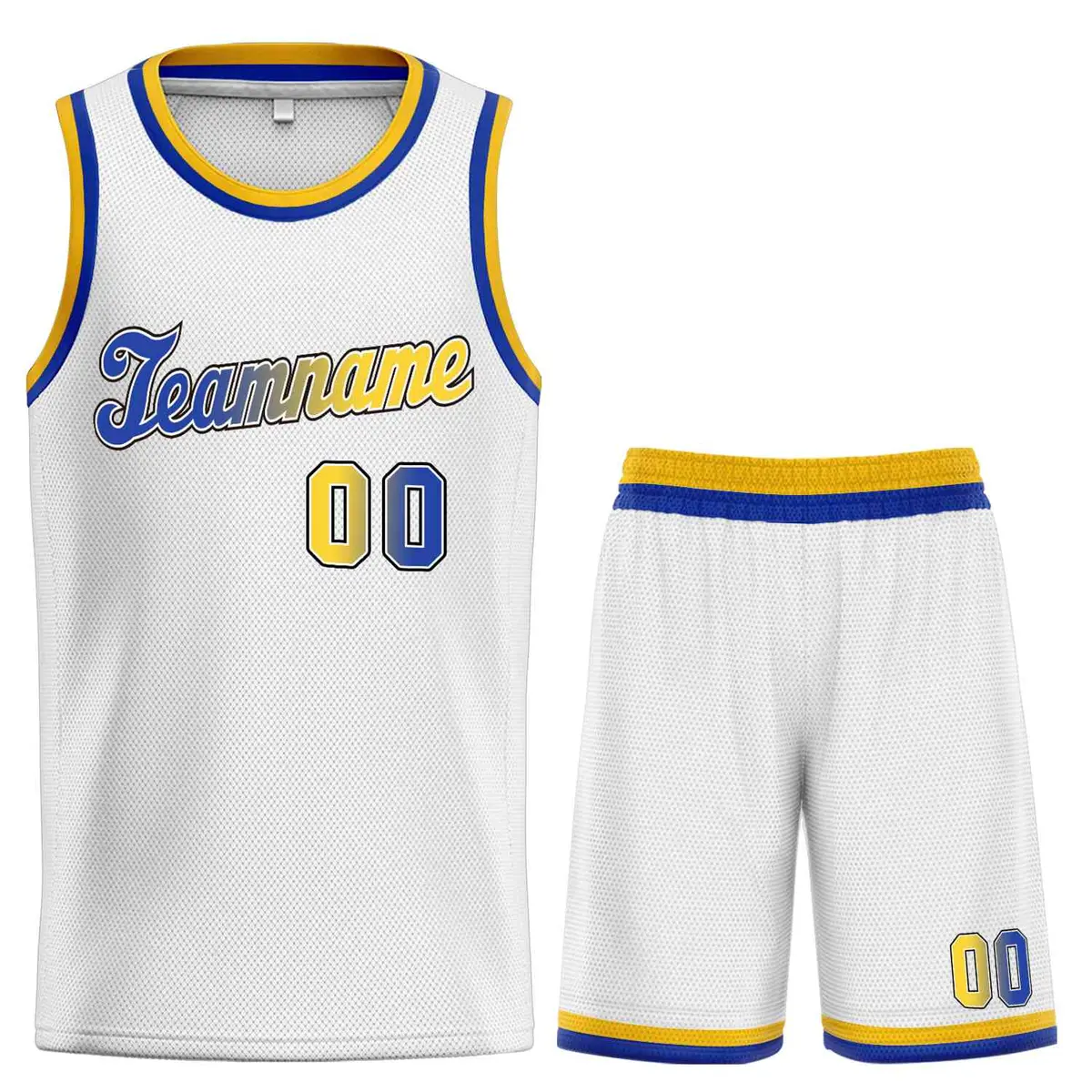 White Royal-Black Classic Basketball Jersey