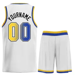 White Royal-Black Classic Basketball Jersey 2