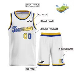 White Royal-Black Classic Basketball Jersey 3