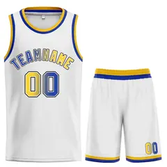 White Royal-Black Classic Curved Sets Basketball Jersey 1