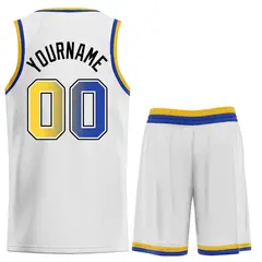 White Royal-Black Classic Curved Sets Basketball Jersey 2