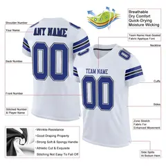 White Royal-Black Classic Style Mesh Football Jersey 2