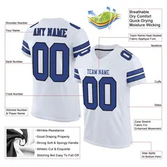 White Royal-Black Classic Style Mesh Football Jersey 2