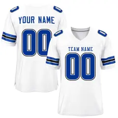 White Royal-Black Classic Style Mesh Football Jersey