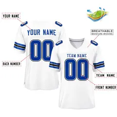White Royal-Black Classic Style Mesh Football Jersey 2