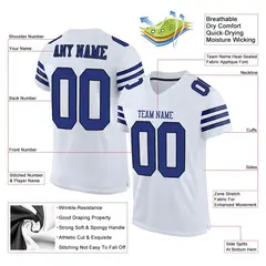 White Royal-Black Classic Style Mesh Football Jersey 2