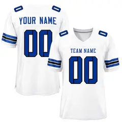 White Royal-Black Classic Style Mesh Football Jersey