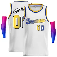 White Royal-Black Gradient Classic Men's Basketball Jersey 1