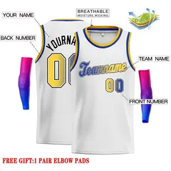 White Royal-Black Gradient Classic Men's Basketball Jersey 2