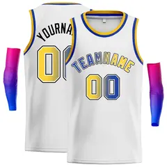 White Royal-Black Gradient Classic Men's Basketball Jersey 1