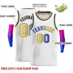White Royal-Black Gradient Classic Men's Basketball Jersey 2