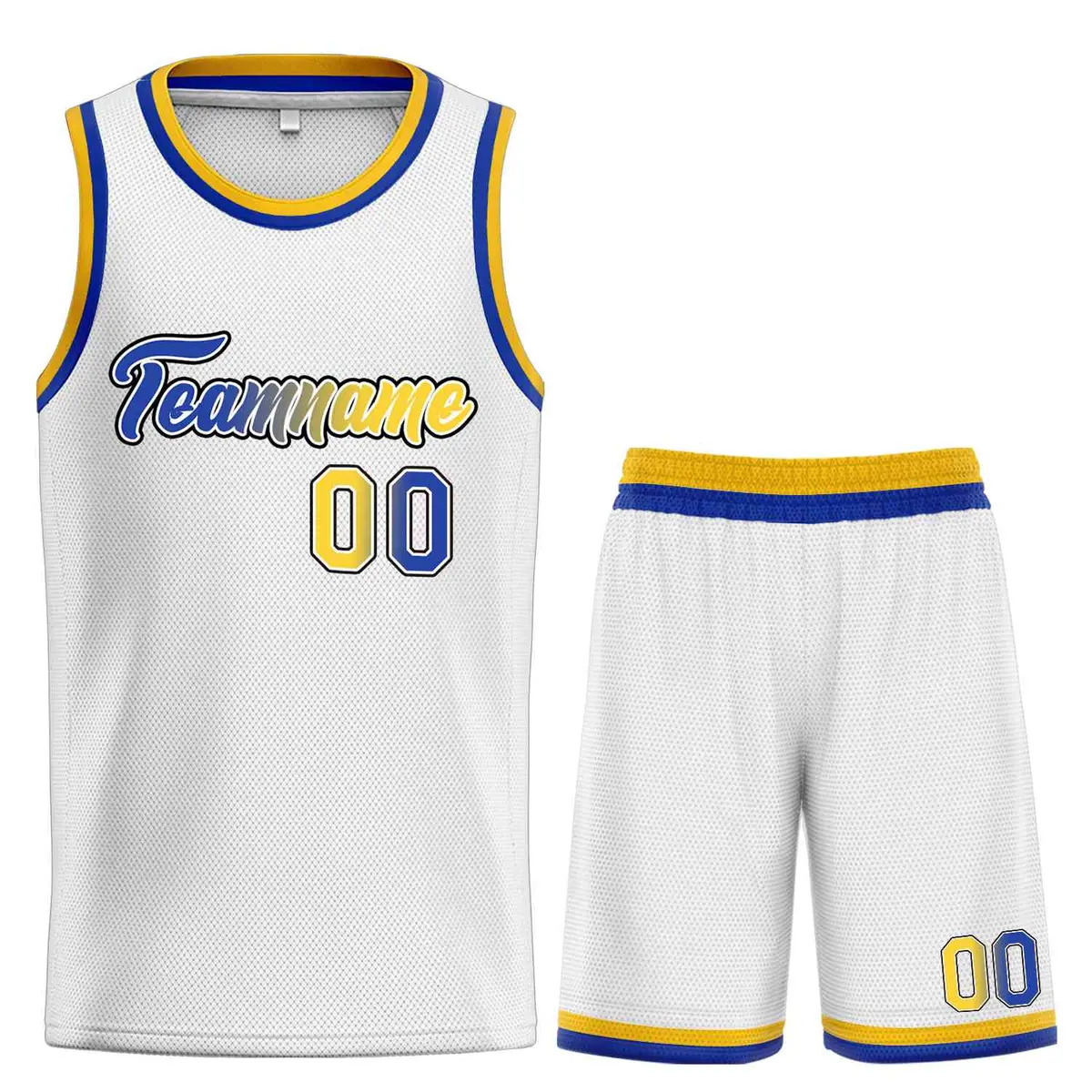White Royal-Black Heal Classic Basketball Jersey Sets