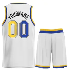 White Royal-Black Heal Classic Basketball Jersey Sets 2