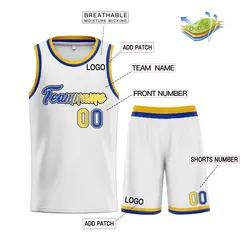 White Royal-Black Heal Classic Basketball Jersey Sets 3
