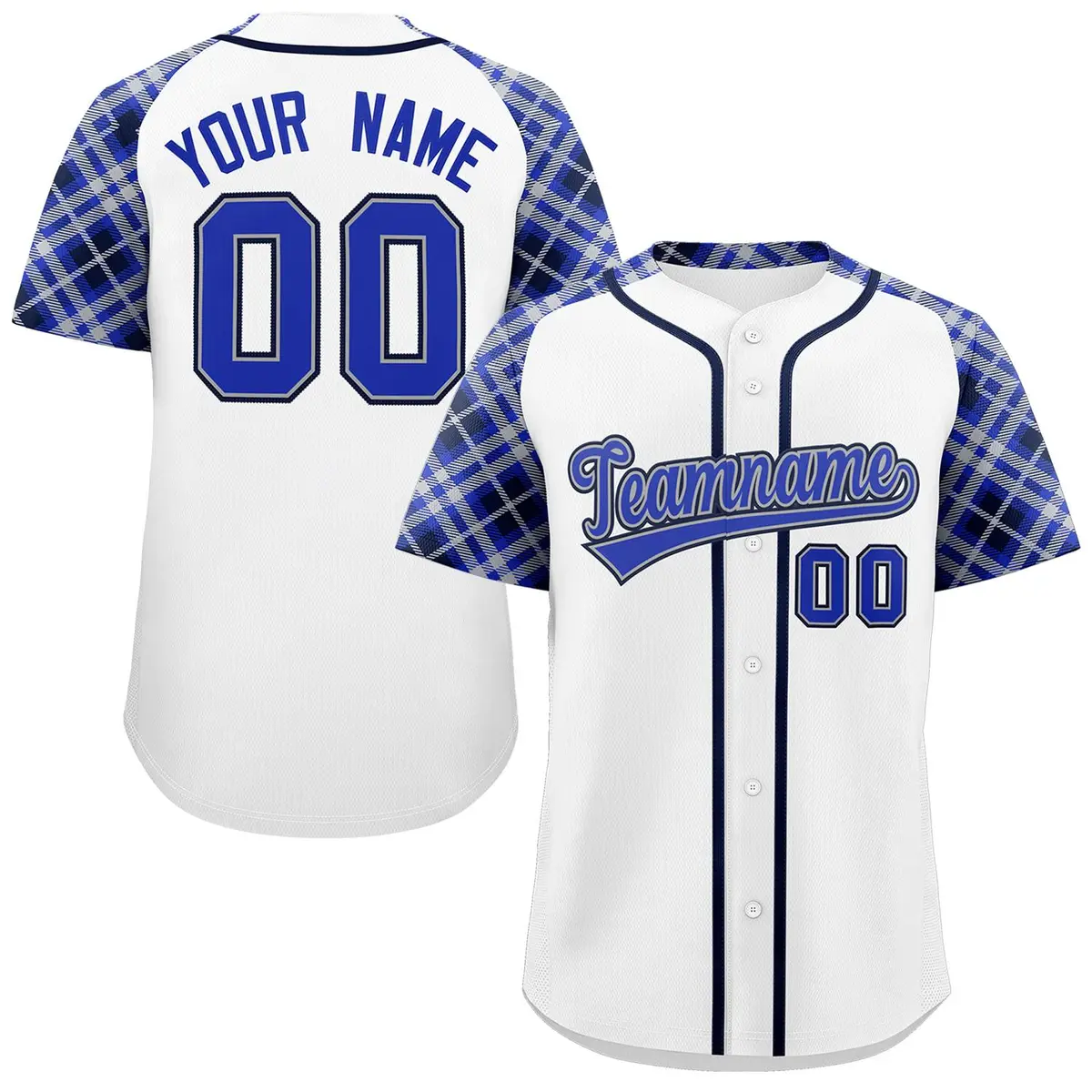 White Royal-Black Raglan Sleeves Authentic Baseball Jersey