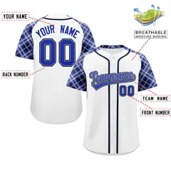 White Royal-Black Raglan Sleeves Authentic Baseball Jersey 2