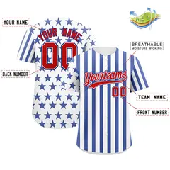 White Royal Blue American Flag Graffiti Baseball Jersey 2