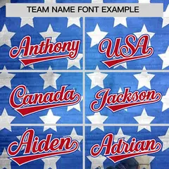 White Royal Blue American Flag Graffiti Split Independence Day Baseball Jersey 3