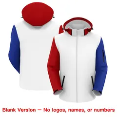 White Royal Blue American Flag Independence Day Waterproof Jacket 6
